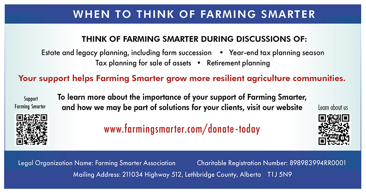 Think of Farming Smarter when you think of your next donation!